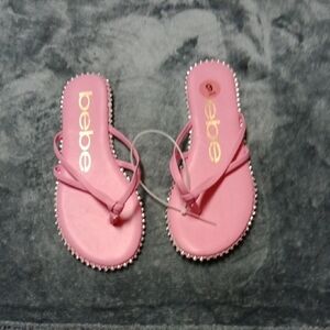 Bebe Pink Studded Flip Flops